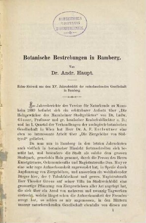 Botanische Bestrebungen in Bamberg