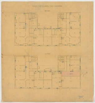 Thiersch, Friedrich von; München; Haus für Handel und Gewerbe - Heizung, Ventilation (Grundriss 3. OG, Grundriss 4. OG)