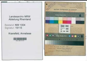 Entnazifizierung Anneliese Kranefeld , geb. 04.06.1922 (Kaufm.Angestellte)