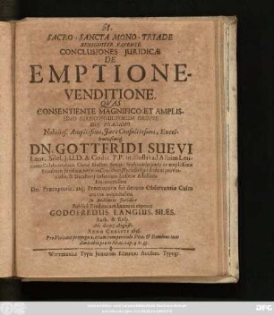 Conclusiones Iuridicae De Emptione-Venditione