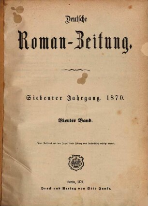 Deutsche Roman-Zeitung. 1870,4 = Jg. 7