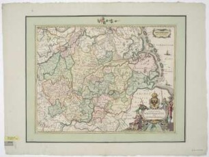 Karte von dem Niederrheinisch-Westfälischen Reichskreis, 1:750 000, Kupferstich, um 1650 : Circulus Westphalicus, Sive Germaniae Inferioris. - [Ca. 1:750 000]. - Amstelodami : [Ianßonius] , [um 1650]. - 1 Kt. : Kupferstich ; 52 x 40 cm. Maßstab in graph. Form (Milliaria Germanica communia). - W oben. - Titelkartusche mit Wappen unten rechts. - Maßstabskartusche oben rechts.