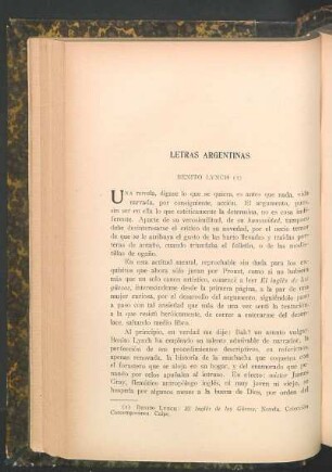 Letras argentinas : Benito Lynch