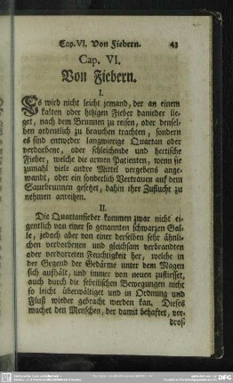 Cap. VI. Von Fiebern
