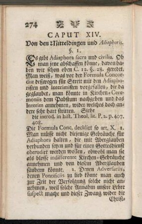 Caput XIV. Von den Mitteldingen und Adiaphoris.