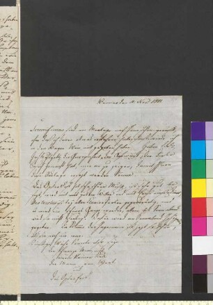 Brief von Kirms, Franz an Goethe, Johann Wolfgang von