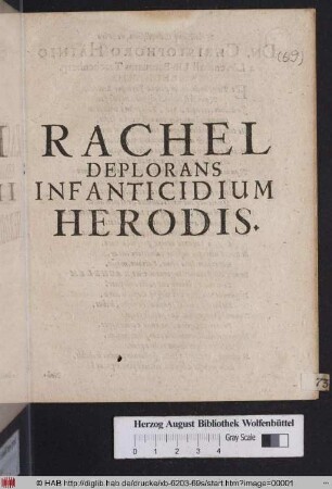Rachel Deplorans Infanticidium Herodis