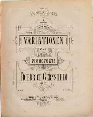 Variationen c Moll für Pianoforte : op. 22