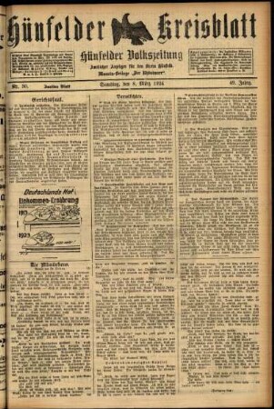 Zweite Ausgabe vom Samstag, den 08. März 1924.