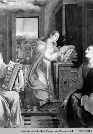 Verkündigung an Maria mit Propheten und Heiligen