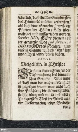 XXXIII. Die Vestmachung des him[m]lischen Beruffs