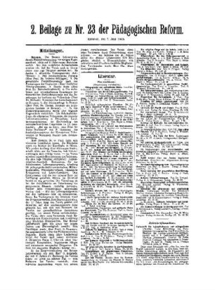 Mitteilungen : 2. Beilage zu Nr. 23 der Pädagogischen Reform