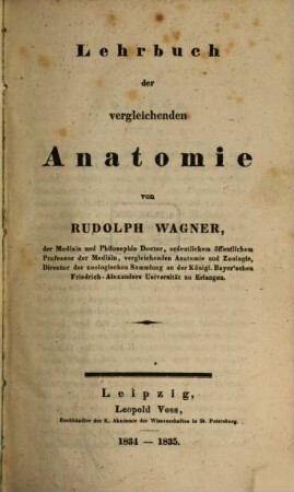 Lehrbuch der vergleichenden Anatomie