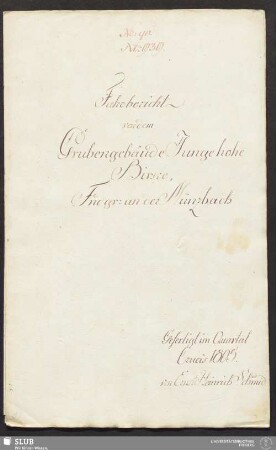 Fahrbericht von dem Grubengebäude Junge hohe Birke, Fndgr: an der Münzbach