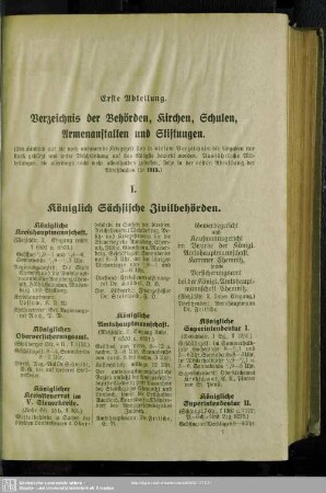 I. Königlich Sächsische Zivilbehörden