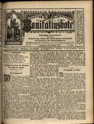 Erste Ausgabe vom Sonntag, den 14. Dezember 1913.
