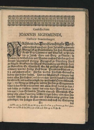 Confesio Fidei Joannis Sigismundi, Electoris Brandenburgici