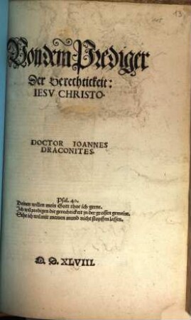 Von dem Prediger Der Gerechtickeit Jesu Christo
