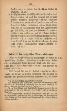 11. Kosten bei den polizeilichen Voruntersuchungen