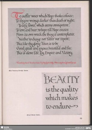 Seitengestaltung zu „Beauty is the quality which makes endure"