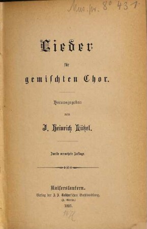 Lieder für gemischten Chor