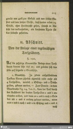 11. Abschnitt. Von der Anlage einer regelmäßigen Torfgräberey
