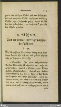 11. Abschnitt. Von der Anlage einer regelmäßigen Torfgräberey
