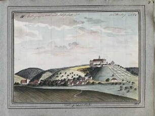 'Untergruppenbach mit Schloß Stettenfels' von Westen; aquarellierte Zeichnung (Nr. 65)