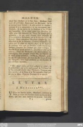 Lettre A Monsieur ***.