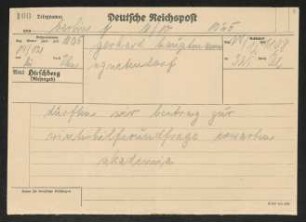 Brief von Akademia Wissenschaftliches Korrespondenzbüro an Gerhart Hauptmann