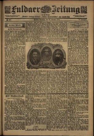 Erste Ausgabe vom Samstag, den 18. Oktober 1902.