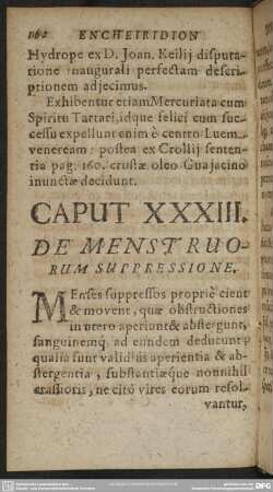 Caput XXXIII. De Menstruorum Suppressione