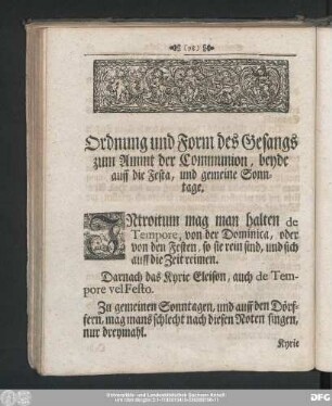 Ordnung und Form des Gesangs zum Ammt der Communion, beyde auff die Festa, und gemeine Sonntage.