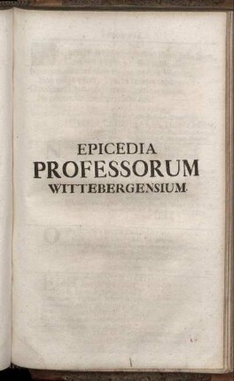 Epicedia Professorum Wittebergensium.