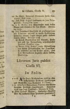 87-107, Librorum Juris publici. Classis VI.