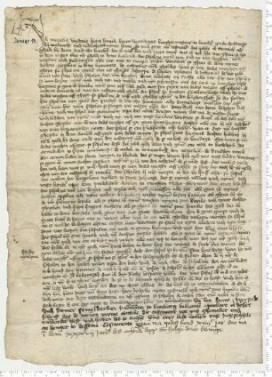 Testament der Metteke, Witwe des Bürgermeisters Hinrik Bere, besiegelt durch die Ratsmannen Brant Tzerstede und Ditmer Semmelbecker