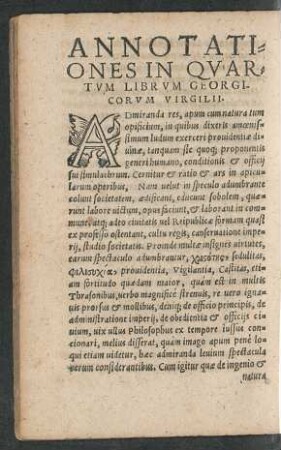 Annotationes In Quartum Librum Georgicorum Virgilii.