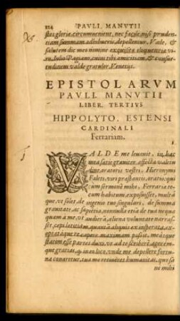 Epistolarum Pauli. Manutii Liber. Tertius