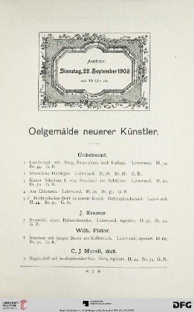 Oelgemälde neuerer Künstler (Nr. 1-164)