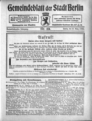 1922,12: Nr. 12, 19. März 1922