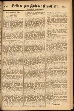 Zweite Ausgabe vom Samstag, den 06. August 1898.