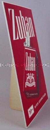 Werbeaufsteller für "Zuban"-Zigaretten
