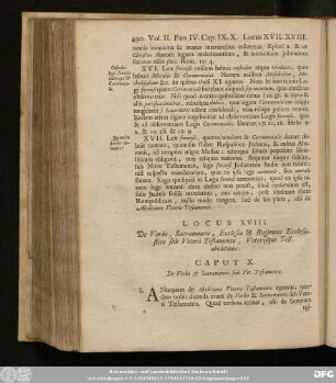 Locus XVIII. De Verbo, Sacramentis, Ecclesia & Regimine Ecclesiastico sub Veteri Testamento, Veterisque Testabolatione.