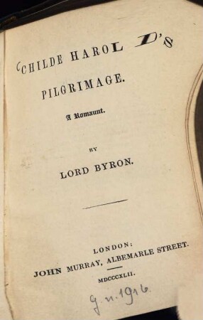 Childe Harold's pilgrimage : a romaunt