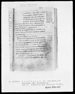 Graduale und Sakramentar — Initiale D(eus), Folio 85recto