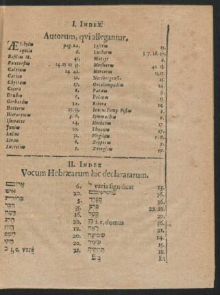 II. Index Vocum Hebraearum