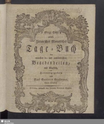 1815: Privil. Zittau'sches monatliches Tage-Buch