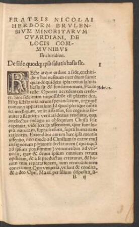 I De fide quodque ipsa salutis basis sit.