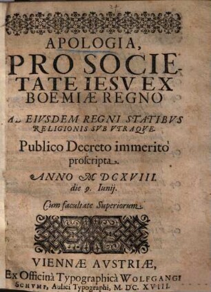 Apologia pro S. J. ex Boemiae regno ejusdem regni statibus religionis sub utraque publico decreto immerito proscripta