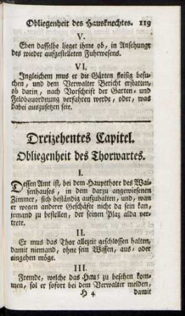 Dreizehentes Capitel. Obliegenheit des Thorwartes
